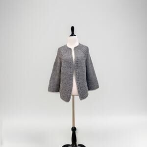 Handmade Hand Knit Chunky Cardigan Sweater Women’s M/L Gray Boxy Loose